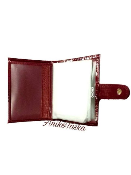 Patentos piros lakk bőr bankkártya tartó Kroko