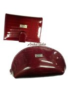 Patentos piros lakk bőr bankkártya tartó Kroko