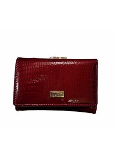   Krokomander piros pénztárca sok kártyatartós keretes lakkbőr