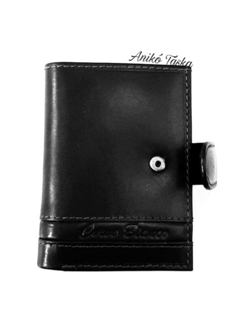 Patentos bőr kártya tartó fekete CorvoBianco