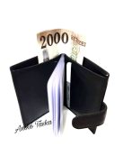 Patentos bőr kártya tartó fekete CorvoBianco