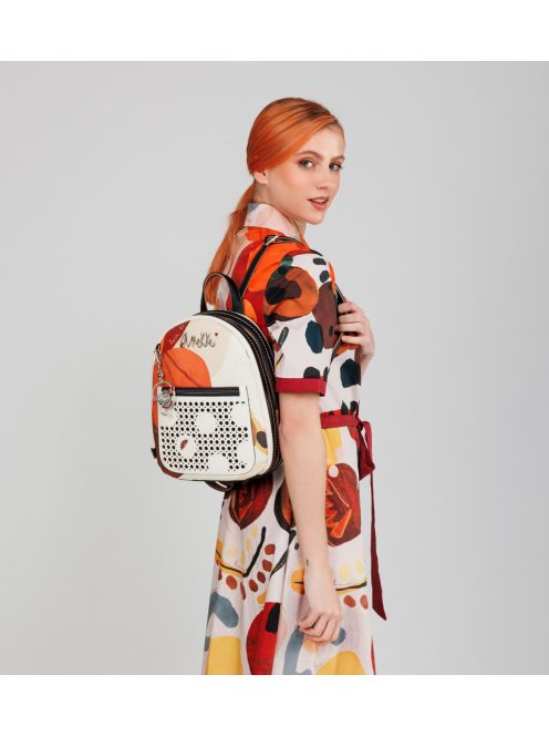 Anekke íves hátitáska Lunares pöttyös fehér