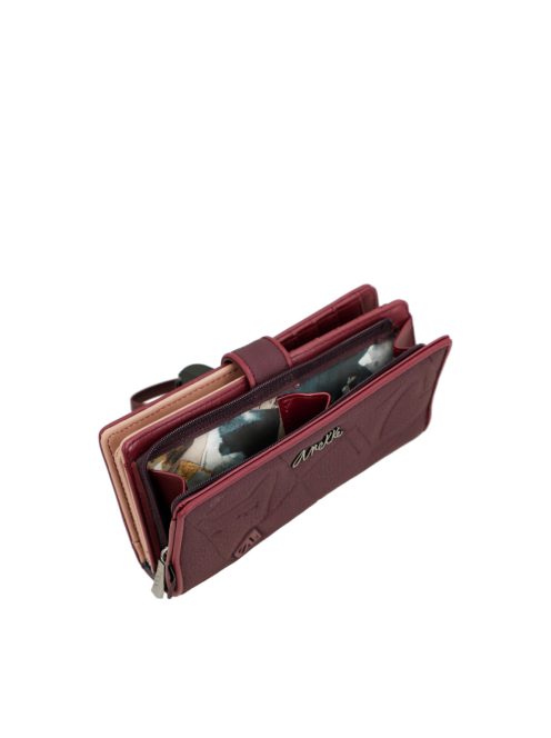 Anekke sok kártyatartós hosszú pénztárca Evolúció bordó