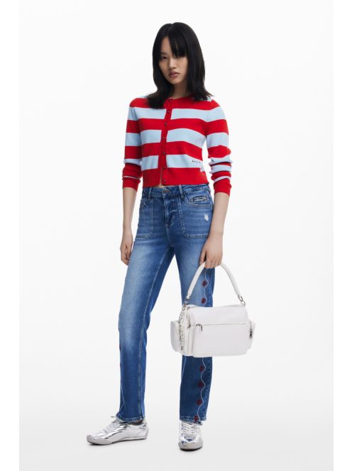 Desigual 3D logós bowling stílusú cserélhető pántos kézitáska törtfehér 