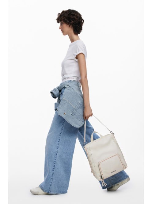 Desigual 2 in 1 nagy hátizsák válltáska hímzett törtfehér