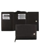 Kadro sok kártyatartós nagy aprós női mattbőr pénztárca fekete