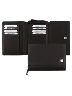   Kadro sok kártyatartós nagy aprós női mattbőr pénztárca fekete