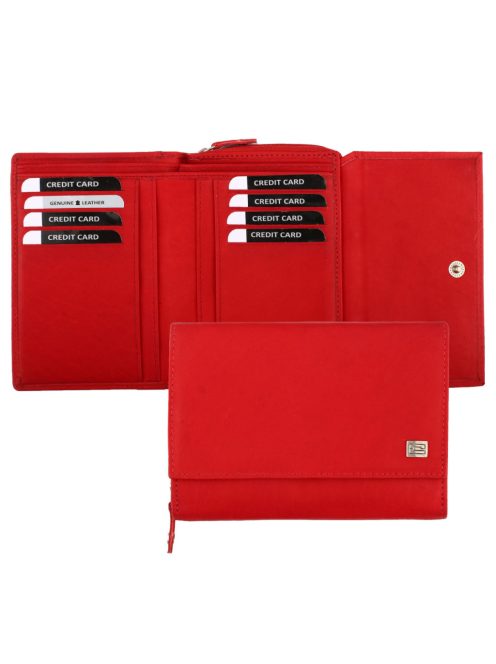 Kadro sok kártyatartós nagy aprós női mattbőr pénztárca Piros