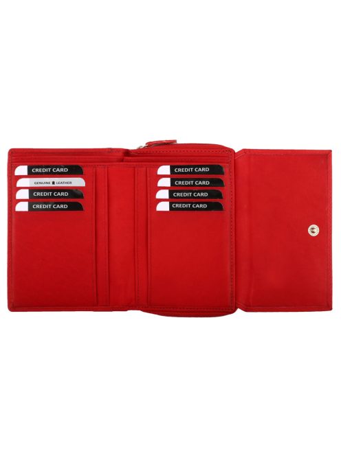 Kadro sok kártyatartós nagy aprós női mattbőr pénztárca Piros