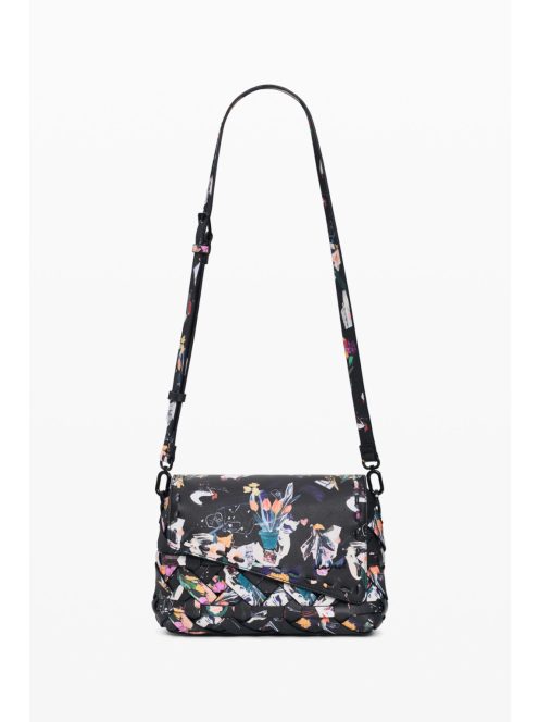 Desigual fedeles fonott válltáska virágos fekete 
