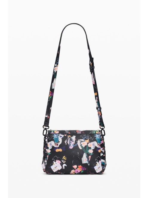 Desigual fedeles fonott válltáska virágos fekete 