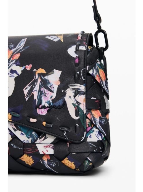 Desigual fedeles fonott válltáska virágos fekete 