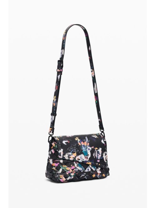 Desigual fedeles fonott válltáska virágos fekete 