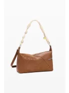 Desigual közepes válltáska cserélhető vállpántokkal hímzett camel barna