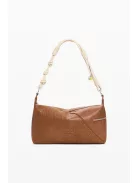 Desigual közepes válltáska cserélhető vállpántokkal hímzett camel barna