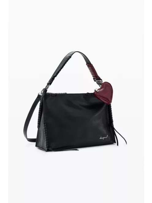 Desigual közepes női táska cserélhető vállpánttal ráadás szív pénztárcával fekete