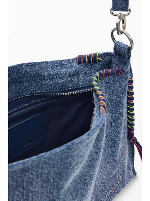 Desigual nagy farmer táska fonott széllel farmerkék
