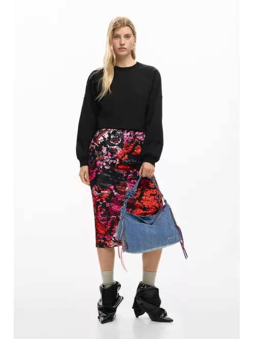 Desigual nagy farmer táska fonott széllel farmerkék