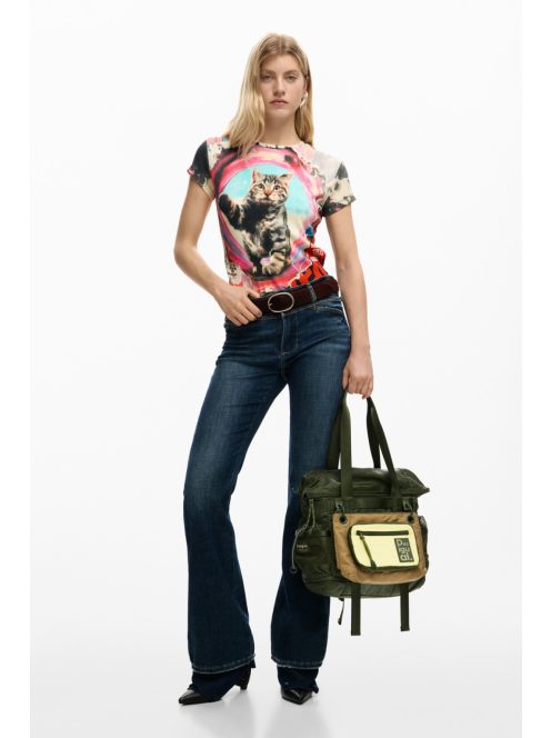 Desigual nagy VOYAGER hátizsák és/vagy válltáska bővíthető khaki zöld