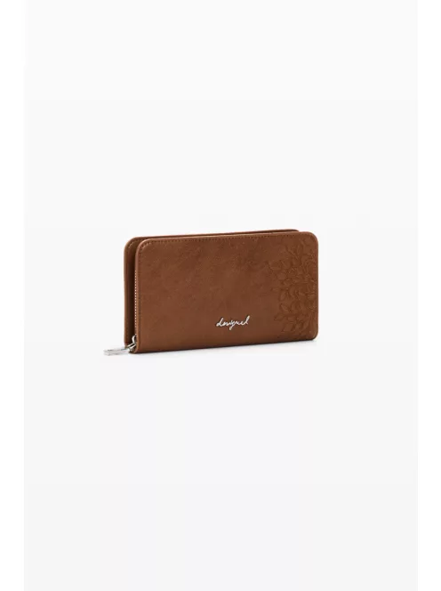 Desigual közepes hímzett pénztárca camel barna