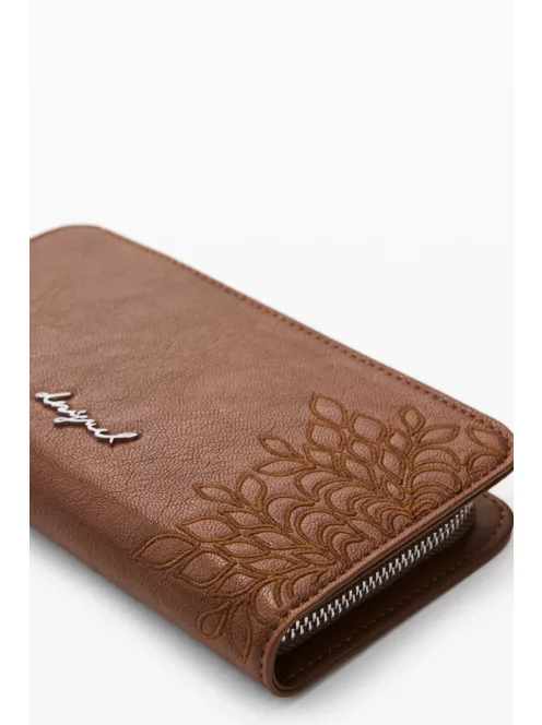 Desigual közepes hímzett pénztárca camel barna