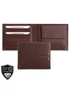 Giorgio Carelli férfi bőr pénztárca fekvő belül patentos fényképtartóval RFID barna
