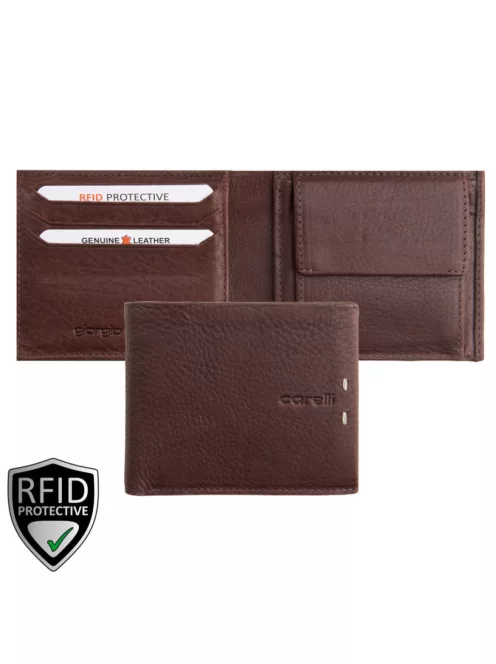 Giorgio Carelli férfi bőr pénztárca fekvő belül patentos fényképtartóval RFID barna