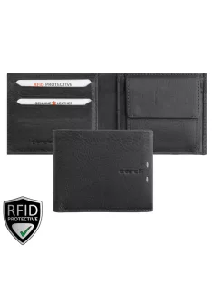   Giorgio Carelli férfi bőr pénztárca fekvő belül patentos fényképtartóval RFID fekete