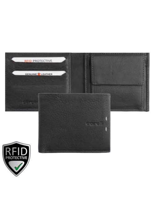 Giorgio Carelli férfi bőr pénztárca fekvő belül patentos fényképtartóval RFID fekete