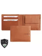 Giorgio Carelli férfi bőr pénztárca fekvő belül patentos fényképtartóval RFID világos barna