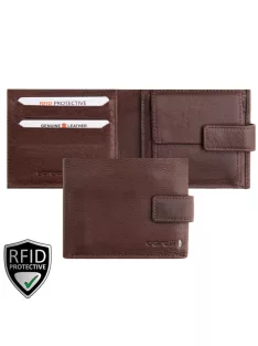   Giorgio Carelli férfi bőr kívül kapcsos fekvő pénztárca fényképtartóval RFID barna