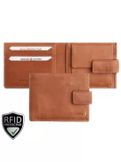 Giorgio Carelli férfi bőr kívül kapcsos fekvő pénztárca fényképtartóval RFID  világos barna