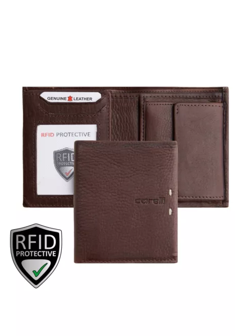 Giorgio Carelli férfi bőr pénztárca álló RFID barna