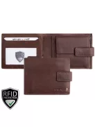 Giorgio Carelli férfi bőr belül kapcsos fekvő pénztárca fényképtartóval RFID barna