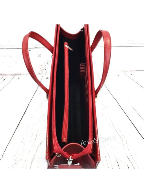 Bőr női aktatáska laptoptáska 17" piros Berkenye