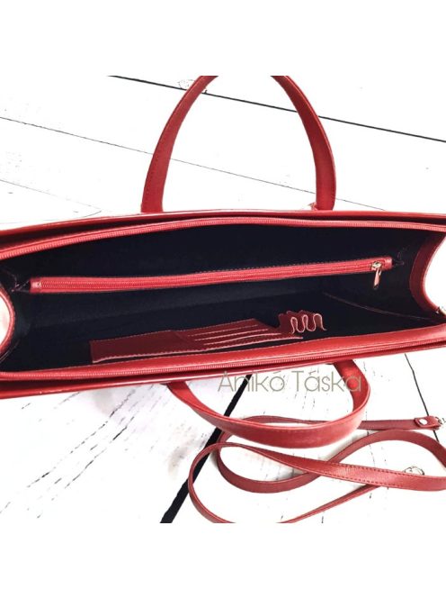 Bőr női aktatáska laptoptáska 15,6 piros Berkenye