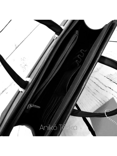Bőr női aktatáska laptoptáska 17" fekete Berkenye