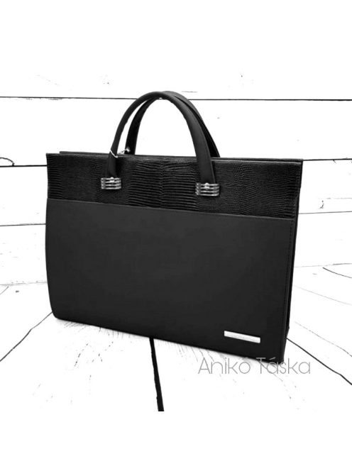 Bőr női aktatáska laptoptáska 17" fekete Berkenye