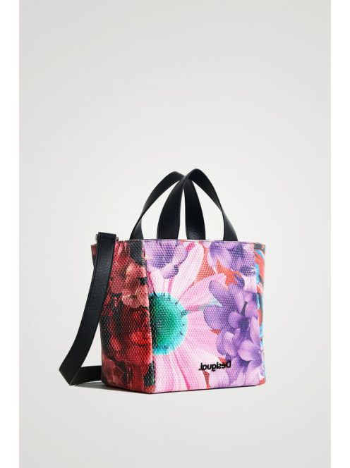 Desigual női kézi táska fonott mintás virágos lila eső