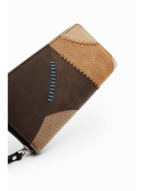 Desigual hosszú pénztárca körbecipzáras patcwork barna