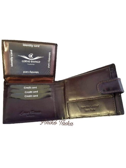 Férfi bőr pénztárca patentos barna Corvo Bianco