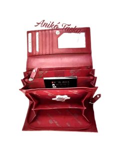 Piros bőr női nagy pénztárca Carelli