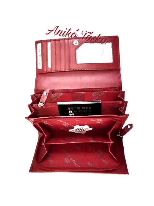 Piros bőr női nagy pénztárca Carelli