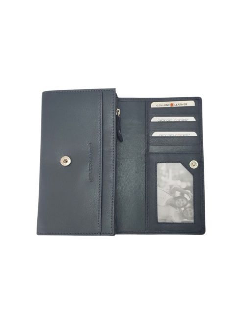 Sötétkék bőr női nagy pénztárca Carelli