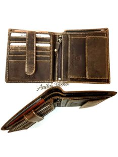   Sok kártyás nagy méretű bőr férfi irattárca natúrbarna