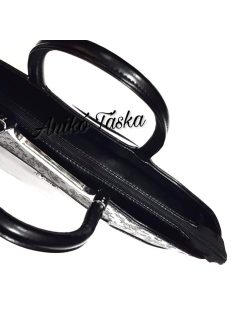 Karen elegáns kézi táska billenő fogós virágos fekete