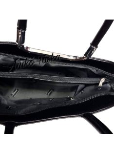   Karen elegáns nagy kézi táska billenő fogós fonott dekor fekete