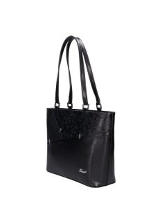 Karen merev falú táska tűzött fekete virágos 9283