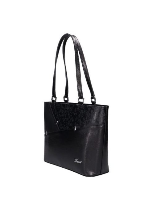 Karen merev falú táska tűzött fekete virágos 9283