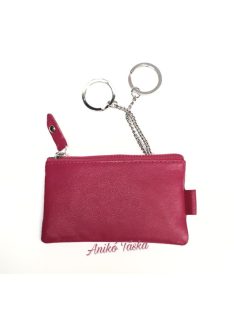   Cipzáras kulcstartó puhabőr két karikás színes 51 rózsaszín